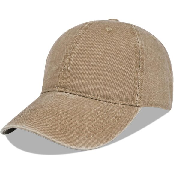 Unisex Washed-taupe Baseball Cap Cotton Fits Washed Denim Adjustable Hat - Picture 1 of 7